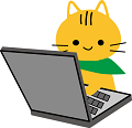 パソコンする猫