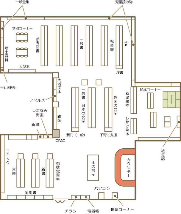 瀬戸田図書館の館内案内図