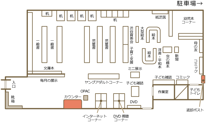 向島子ども図書館の館内案内図